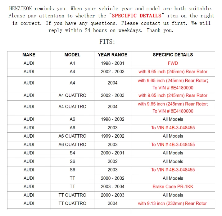 Задняя керамическая тормозная колодка для 2000 - 2001 Audi S4 2002 - 2003 S6 2,7 л 4,2 л оригинальная спецификация - Изображение 2 из 4