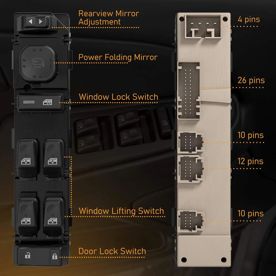 Interruptor de ventana eléctrica 15883320 conductor delantero lado izquierdo apto para Chevy Silverado Foto 3 de 4
