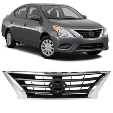For Nissan Versa 2015 2016 2017 2018 2019 Front Upper Grille Grill w/Chrome Trim