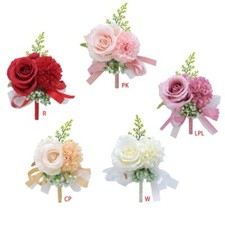 Handmade Bridal Groom Wedding Boutonniere Pin Artificial Rose Fake Ber