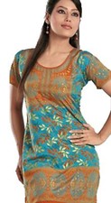 Tunic for Women Printed Crape Kurti V-Neck or Round Neck Short Sleeves Tunic Top