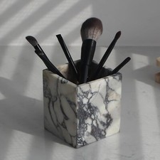 Marble Toothbrush Holder for Bathroom, Natural Marble Countertop Organizer