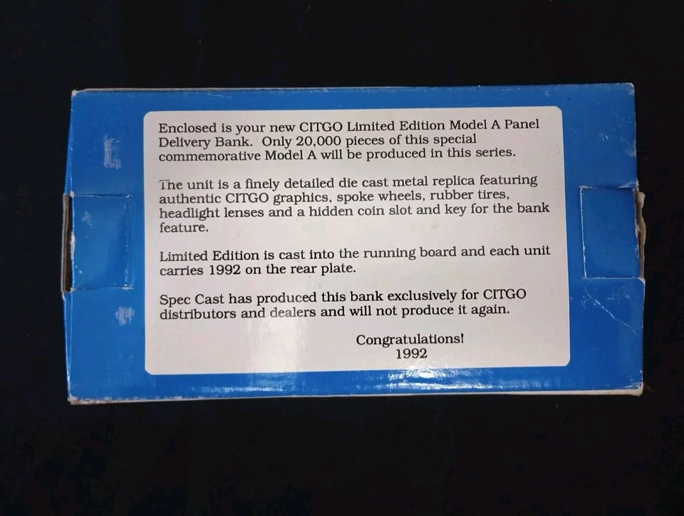 Liberty Classics Ford Modelo A Panel Entrega Citgo Petróleo Die Cast Bank 1992 Foto 3 de 4