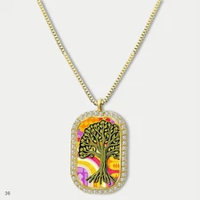 Stunning Colorful Tree of Life Pendant Necklace Chain Image Dog Tag Chain Gift D