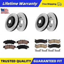 Front Rear Drilled Brake Rotors Pads For Chevy Silverado GMC Sierra 1500 Yukon