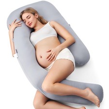Momcozy Pregnancy Pillow with Cooling Up to 72inch, Grey -Cooling Fabric