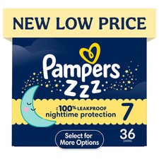 Pampers, Swaddlers Overnight ZZZ Baby Diapers Size 7, 36 ct