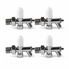 4 x 10mm Drain Off Valves Chrome, 1/2 BSP Radiator Drain