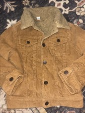 Gap Kid's Sherpa Lined Trucker Corduroy Jacket - Brown Tan Caramel Boys Size 5