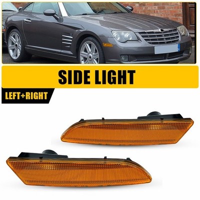For 2004-08 Chrysler Crossfire Full LED Front Amber Lens Side Marker Lights 2x H