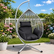 Hanging Swing Egg Chair for In/Outdoor, Foldable Hammock Rattan Wicker Egg Chair