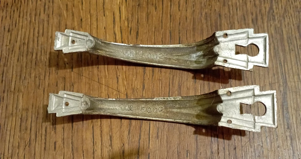 PAIRE  DE POIGNEES AVEC ENTREES DE SERRURE ART DECO LAITON NICKELE DN5128 - Photo 4/4