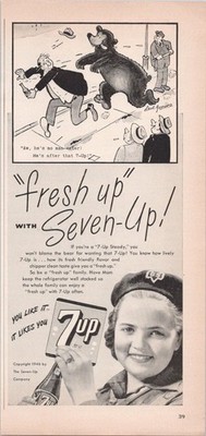 7-Up 1946 Vintage Magazine Ad Dave Gerard Bear Cartoon Soda Pop Drink
