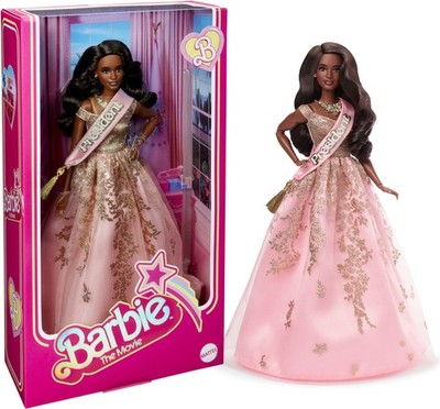 Barbie The Movie Puppe, President Barbie Sammlerstück trägt schimmerndes Rosa und Go