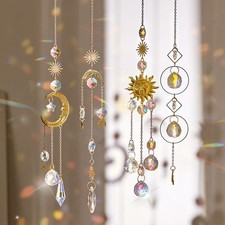 Louxiar 4PK Crystal Suncatcher for Windows Hanging Decor, Prism Sun 4pk, 4pk