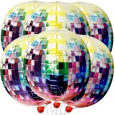 Katchon Big Multicolor Disco Ball Balloons - 22 Inch, Pack Of 6 | Neon