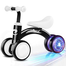Colorful Lighting Baby Balance Bike Toys for 1 Year Old Boy Gifts, 10-36 Black