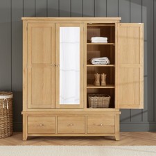 Cheshire Whitewash Oak Triple 3 Door Wardrobe with 3 Drawers