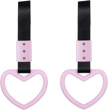 2PCS Heart-Shaped Car Handle Straps, Handle Warning Pull Rin Color: Light Pink