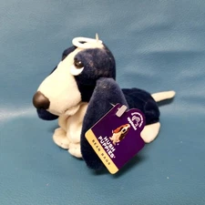 Vtg Hush Puppies Navy Blue Basset Hound Beanie Bean Bag Plush Toy w/Tag