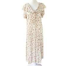 VTG Floral Prairie Midi Dress Womens 11/12 Sailor Collar Cottagecore Coquette