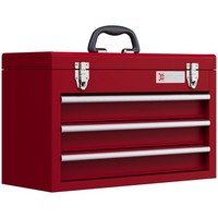 Werkzeugkoffer Leer, 51 X 22 X 32 Cm Werkzeugkasten Mit 3 Schubladen Rot