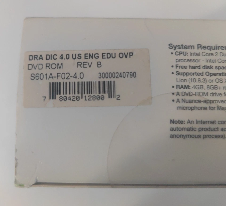 Nuance Dragon Dictate Version 4 for Mac Speech Recognition Program 2014 DVD - Image 4 of 4