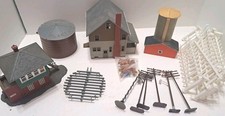 Miniature Scenery Buildings Electric Poles Fence Animals Lot For Model Train