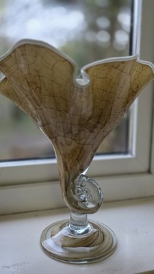 Jozefina Krosno Polen Taschentuch mundgeblasen Glas Vase groß selten Herzstück
