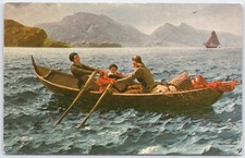 Vintage 'The Helping Hand' by Hans Dahl Norwegian Art Postcard