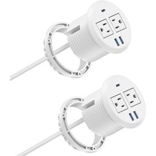 3 Inch Desktop Power Grommet with 20W USB C Fast Charging 2 Outlets 3 USB Ports