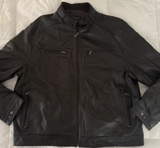 Pronto Uomo Leather Jacket Mens XXXL Zipper Classic Bomber Cafe Racer Dark Brown