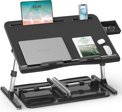 Laptoptisch verstellbar für Bett Sofa 60x40 cm PVC Leder Betttisch Notebook PC