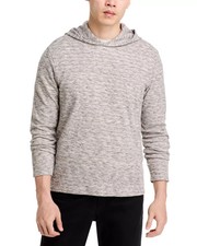 Vince Double Knit Hoodie Men's L Black/Off White Heather Long Sleeve Pullover