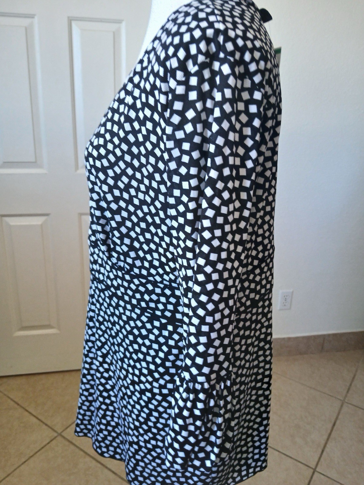 Style & Co Women's Blouse Squard Confeti Lined Top Babydoll Large Y2K 90’s