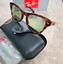?? Ray-Ban Sunglasses RB0707S-M954/G4 Striped Cat Eye w/ Green Bi-mirror Lenses