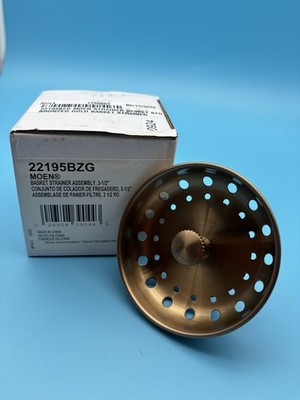Moen 22195BZG 3-1/2  Kitchen Sink Basket Strainer Assembly Bronze Gold New