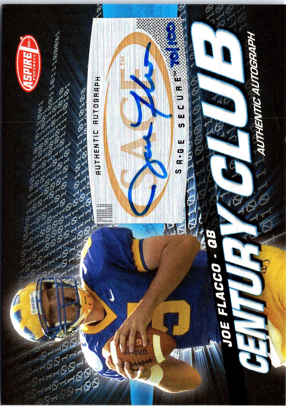 2008 SAGE Aspire #ACC-4 Joe Flacco Century Club Autographs #/100 Auto RC
