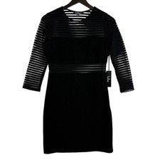 NWT Lulus Perfect Mesh Bodycon Dress 3/4 Sleeve Black - Size M