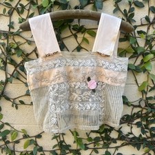 Antique Edwardian Mixed Net Lace Camisole Silk Flowers Dress Blouse Vintage