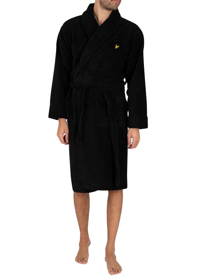Lyle & Scott Men's Lucas Towelling Robe, Black