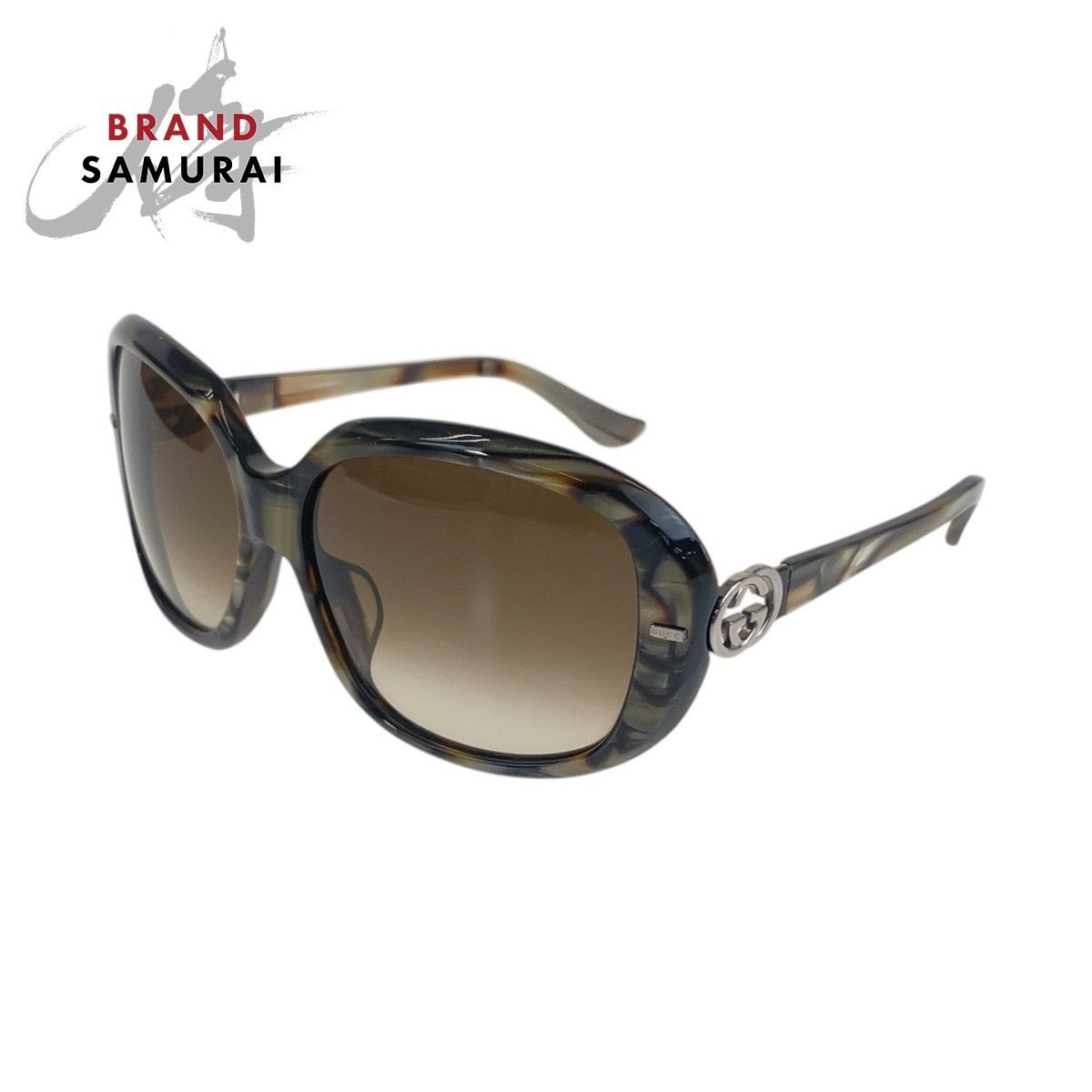 Gucci Interlocking Marble Sunglasses Silver Brown… - image 1