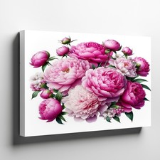 Pink Peonies Canvas Wall Art Floral Print Pink White Bouquet Home Decor Wall