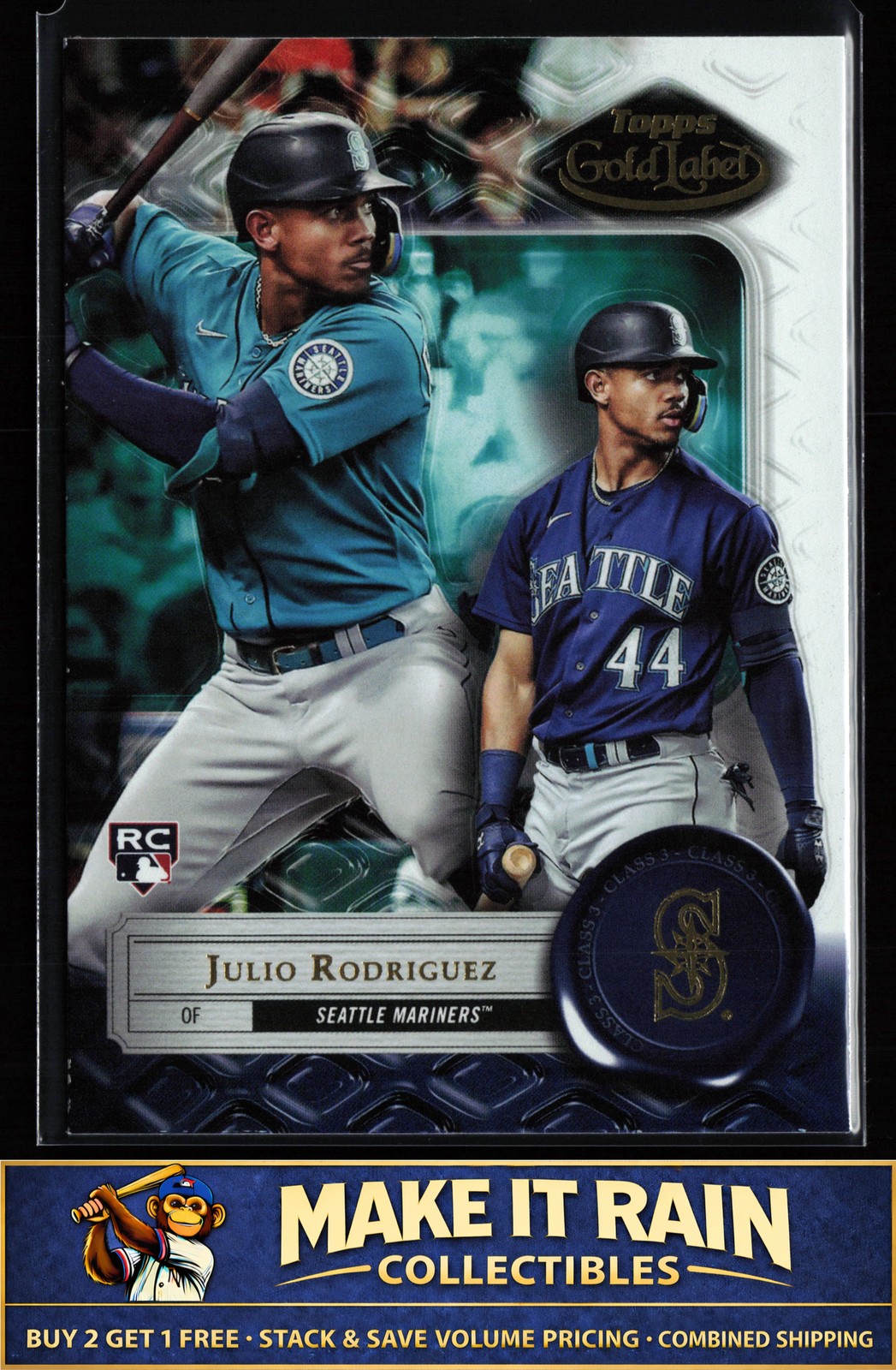 Julio Rodriguez 2022 Topps Gold Label Class 3 #4 Seattle Mariners Rookie RC