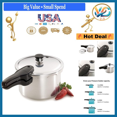 #ad #ad Pressure Cooker 4 Qt Aluminum Manual Fast Cooking Silver Kitchen $117.87