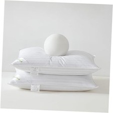 Goose Down Feather Pair Pillows Stripe White Bed Pillow Standard Pack of 2 