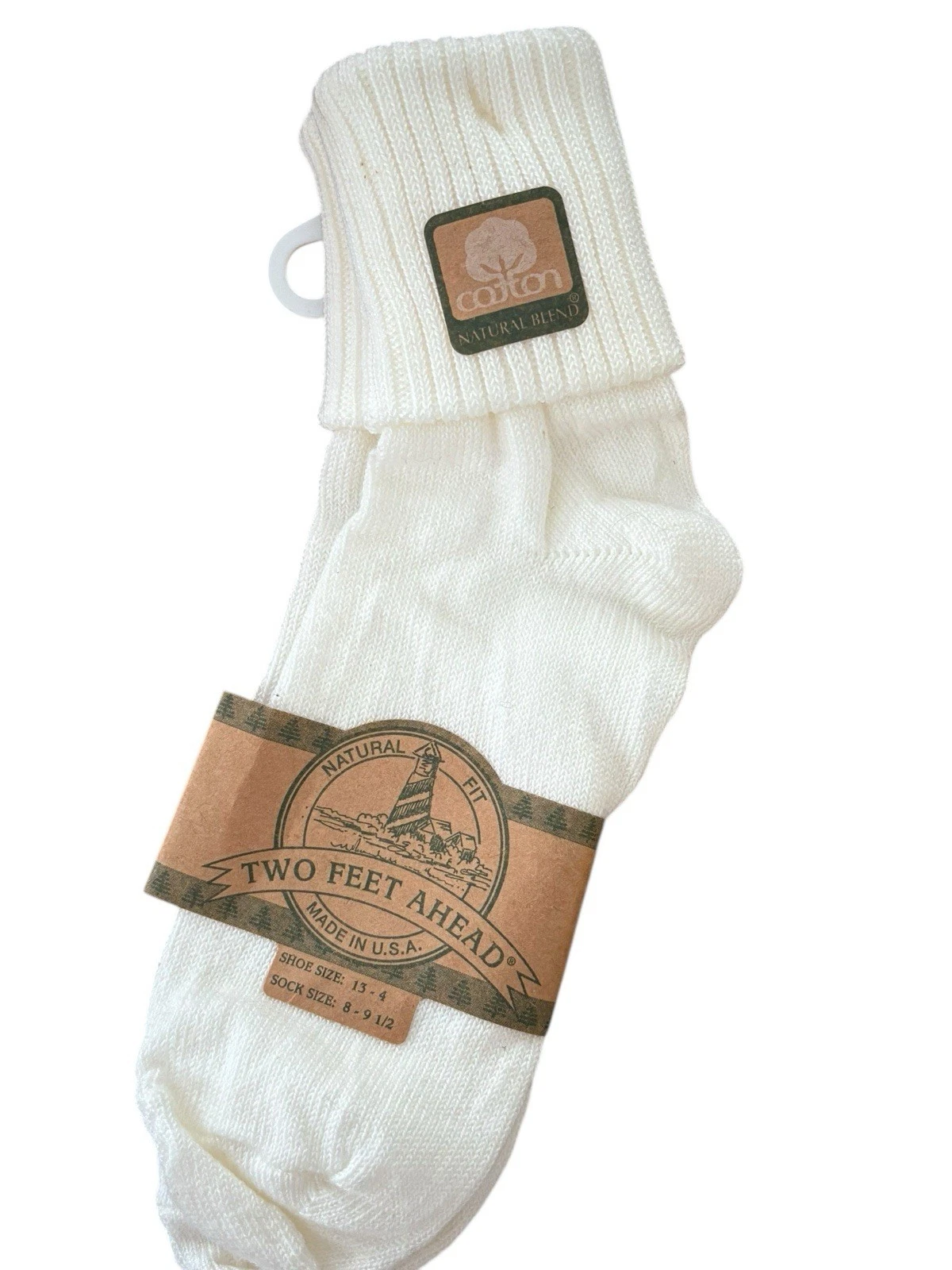 Vintage Ribbed Cuff Ankle Slouch Bobby Socks Ribbed New Old Stock White 8-9.5