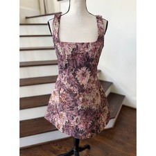 Pretty Little Thing Moody Floral Tapestry Corset Square Neck Mini Dress