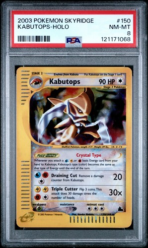 2003 Pokemon Skyridge #150 Kabutops Holo PSA 8 Crystal