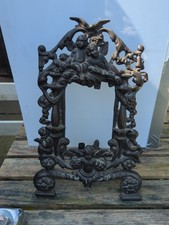 Vintage Cast Bronze Art Styled Photo Picture Frame with Cherubs & Scrolls.French